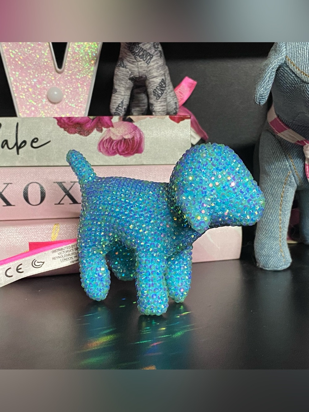 Custom Victorias Secret VS PINK Bling Rhinestone Mini Dog Decor Pup Stuffie Y2K